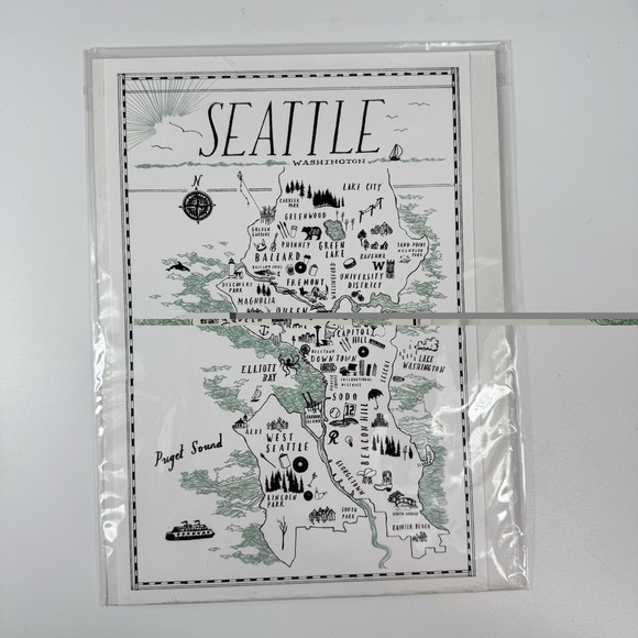 Other - Seattle Map 9x12 Poster by Frida Clements 2014 SubPop Art Print Broken Press‎